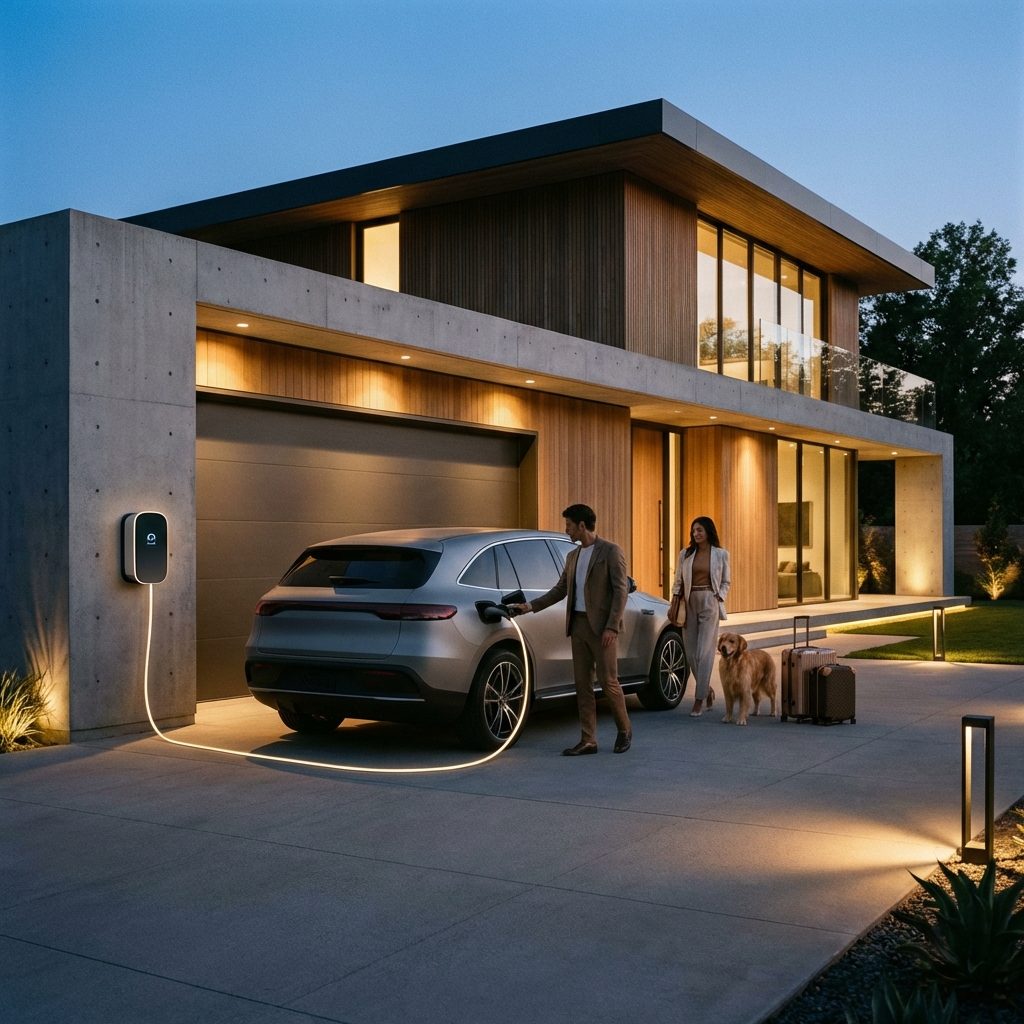 Installation borne de recharge en Île-de-France - Maison moderne